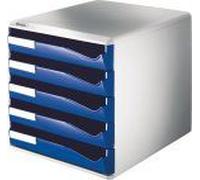 LEITZ Module de classement PS, 5 tiroirs, gris-clair/bleu Bleu G
