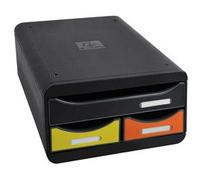 Exacompta - Réf. 311913D - SMALL-BOX MINI 3 tiroirs - 1 tiroir pour documents au format A4+ - 2 tiroirs fins pour les petits ustensiles - dimensions 347 x 278 x 130 mm - Blanc/arlequin/blanc