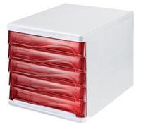 Module de classement 'the wave', 5 tiroirs,blanc/rouge