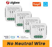 Module de commutation intelligent Tuya ZigBee 3.0, pas neutre, 1, 2, 3, 4, fil requis, pour maison intelligente, bricolage, disjoncteur de lumière, fonctionne avec Alexa Google 2CH