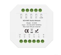Module de commutation intelligent WiFi à 4 canaux AC100-240 V avec charge maximale de 16 A par canal pour domotique intelligente, compatible avec le hub Zigbee (1)