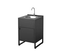 sweeek - Cuisine extérieure Acier évier et 1 Porte L60cm Noir - Kea