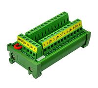 Module de distribution de bornier 12 positions, montage sur rail DIN 16 A, avec interrupteur externe et port d'extension