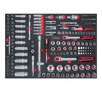 KS Tools 711.1011 Module cliquets, douilles 1/4-3/8-1/2- Mousse 175 pcs | Module de douilles et accessoires 1/4'' - 3/8'' - 1/2'', 175 pièces, rangement atelier