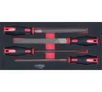 KS TOOLS 713.3004 - Module de limes demi-douces - Pour servantes et établis - Empreinte des outils découpée au laser - Mousse imputrescible - 4 pièces Noir