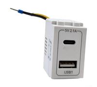 Module de prise ABS 3 prises USB 2,1 A pour module de prise compact en ABS | Trois ports USB, sortie totale 2,1 A, charge simultanée de plusieurs appareils, sans danger pour les smartphones et les