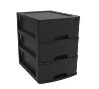 Module de rangement 3 Tiroirs 26,7 x 36 cm Noir - Format A4 - Design 3D en relief