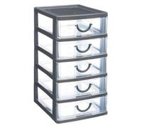 Module de Rangement 5 Tiroirs 26cm Gris