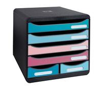 Module de rangement Exacompta Big Box Maxi 6 tiroirs - noir / assortis