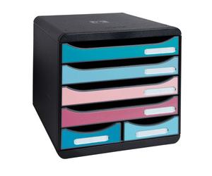 Module de rangement Exacompta Big Box Maxi 6 tiroirs - noir / assortis