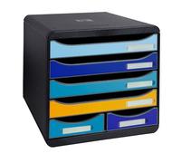 Module de rangement Exacompta Big Box Maxi 6 tiroirs - noir/ bleu/ safran