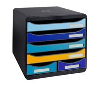 Module de rangement - EXACOMPTA - Big Box Maxi - 6 tiroirs - Noir/Bleu/Safran - Superposable