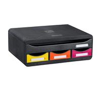 Exacompta module de classement à tiroirs Toolbox, 4 tiroirs format à l'talienne A4+ - Noir/Arlequin