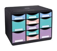 Exacompta - Réf. 3132796D - STORE-BOX multi - 1 Caisson 7 tiroirs fins et 4 tiroirs hauts - Dimensions extérieures : Profondeur 27 x largeur 35,5 x Hauteur 27,1 cm - Format paysage - Aquarel assorti