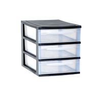 Module de rangement format A4 3 tiroirs avec Stop Tiroirs - Superposables - Noir - Origine France