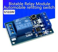 Module de relais bistable 5V/12V, Module de relais à bouton unique, Modification de voiture à une touche, démarrage-arrêt, interrupteur de Modification de voiture autobloquant