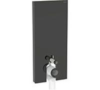 Module de toilettes sur pied Geberit Monolith 131033SJ6 hauteur 114cm, façade en verre noir, côté en aluminium chromé noir