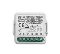 Module de Variateur Intelligent Tuya Wifi 10A, Prise en Charge Du ContrôLe à 2 Voies, 2 Gangs, Compatible avec L'Application Home Alexa