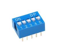 Module d'interrupteur à glissière 5 pièces 1 2 3 4 5 6 7 8 10 12 broches Espacement DIP 2,54 mm(5Pin Blue)