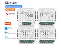 Module d'interrupteur intelligent GIRIER Tuya ZigBee 3.0, pas de fil neutre requis, disjoncteur intelligent pour la maison, compatible avec Alexa Google Home 3-Gang