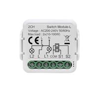 Module d'interrupteur pour application Life - Pas de fil neutre nécessaire, 230 V AC, charge 100 W, design carré compact de 39,2 mm, Voice Con(3 CH)