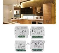 Module d'interrupteur pour application Life - Pas de fil neutre nécessaire, 230 V AC, charge 100 W, design carré compact de 39,2 mm, Voice Con(4 CH)