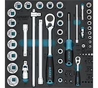 Module d'outils 163-224/57N 57 pièces 2/3 (344 x 342 mm) Jeu de tournevis à douille