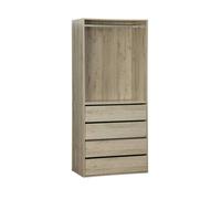 Module dressing avec 4 tiroirs et 1 penderie naturel. panneaux stratifiés