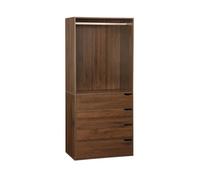 sweeek - Module Dressing avec 4 tiroirs et 1 penderie Noyer. Panneaux stratifiés