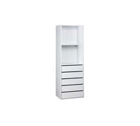 | Module dressing avec 5 tiroirs et 2 étagères blanc panneaux stratifiés