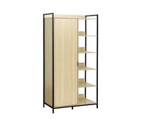 Module dressing noir avec 1 penderie. 6 étagères et 1 porte. L 100 x P 48 x H 190 cm