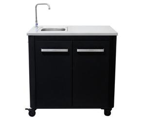 Module évier - COZZE - 90529 - L 935 x P 670 x H 900 mm - Plan de travail inox 90 cm - Noir