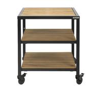 Module Extension :Table avec 1 plateau grille inox, 2 plateaux Acacia et 4 roues