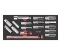 KS Tools 713.1026 - Module de douilles longues et accessoires 1/2" - Empreinte des outils découpée au laser - Résistant aux huiles et produits chimiques - Mousse imputrescible - 17 pièces