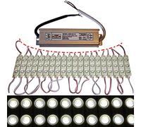 Module LED + bloc d'alimentation - Lumière du jour blanche 6500 K - 12 V - 3 x 5730 SMD (20 x avec bloc d'alimentation)