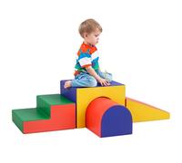 HOMCOM Parcours motricité bébé 4PCS, Module motricité bébé en Mousse EPE avec Housse en revêtement synthétique, Blocs Mousse de Construction, Jouets éducatifs Enfants d'âge préscolaire, Multicolore