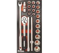 Module mousse 402x189mm carbone douilles/cliquet 1/2' - 24 pcs DRAKKAR TOOLS - 09867