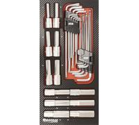 Module mousse 402x189mm carbone douilles longues 1/2' et clés mâles coudées - 31 pcs DRAKKAR TOOLS - 09868