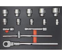 Module mousse finition carbone plein pour 14 douilles 3/4' DRAKKAR TOOLS - 09742