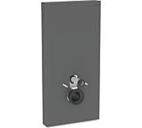 Geberit Monolith PLUS module sanitaire pour WC suspendu, 101 cm, entrée deau latérale, avec tubulure de raccordement, 131222CD7, Couleur: Verre noir / aluminium brossé noir - CM