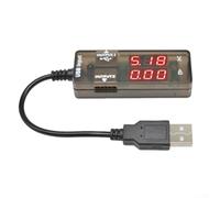 Module testeur USB, voltmètre numérique LED et ampèremètre avec identification automatique de la charge et câble d'extension USB pour une mesure de charge sûre (double rouge)
