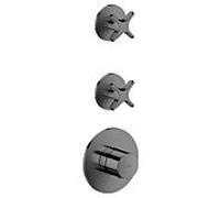 Module thermostatique AXOR hansgrohe One 48712330 encastré, 2 Verbraucher , avec poignée transversale, chrome noir poli