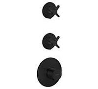 Module thermostatique AXOR hansgrohe One 48712670 encastré, 2 Verbraucher , avec poignée croisée, noir mat