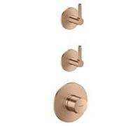 Module thermostatique hansgrohe AXOR One 48722310, installation encastrée, 2 sorties, avec poignée à levier, or rouge brossé