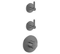 Module thermostatique hansgrohe AXOR One 48722340, installation encastrée, 2 sorties, avec poignée à levier, chrome noir brossé