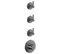 Module thermostatique hansgrohe AXOR One 48723330 encastré, 3 Verbraucher , avec poignée à levier, chrome noir poli