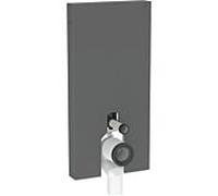 Geberit Monolith module sanitaire pour WC au sol, 101 cm, entrée deau latérale, avec tubulure de raccordement P, 131003CD5, Couleur: Verre noir / aluminium brossé noir - CM