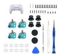 Modules analogiques 3D de remplacement compatibles manette PS5 / DualSense Edge, kit de réparation joystick avec thumbsticks, anneaux anti-dérive et outils