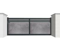 Modulo Portail Portail coulissant aluminium et HPL 3,50 m motorisé - semi ajouré - PCACH-3500x1600mm motorisé