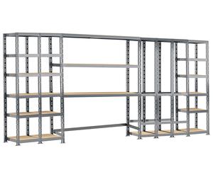 Modulo Storage Rayonnage 5 Étagères Métalliques 405 cm - Système Extension - RTCL 40x405/24/250 D+G+A